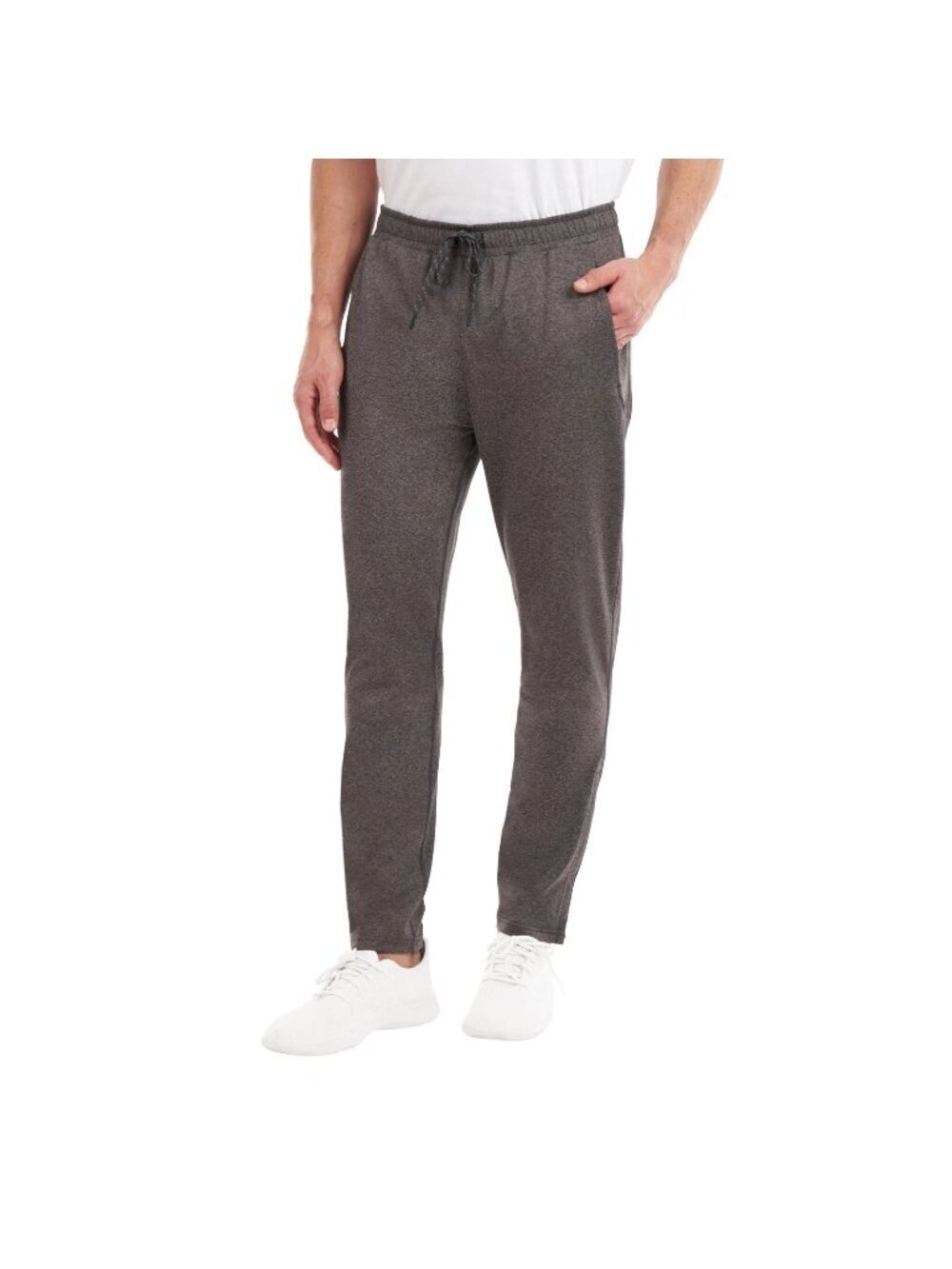 Kirkland Signature Men's M Gray Jogger Pants Elastic Waist Ankle Zip e1473